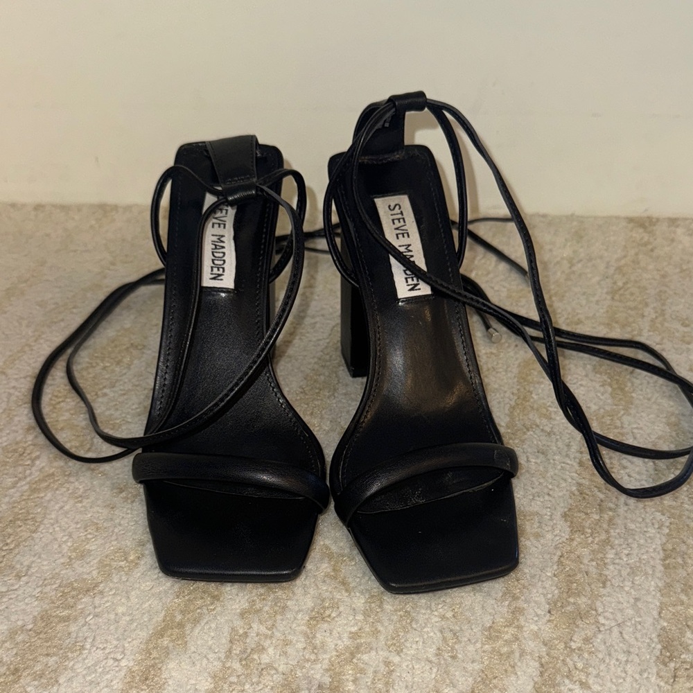 Steve Madden Black Lace-Up Heels